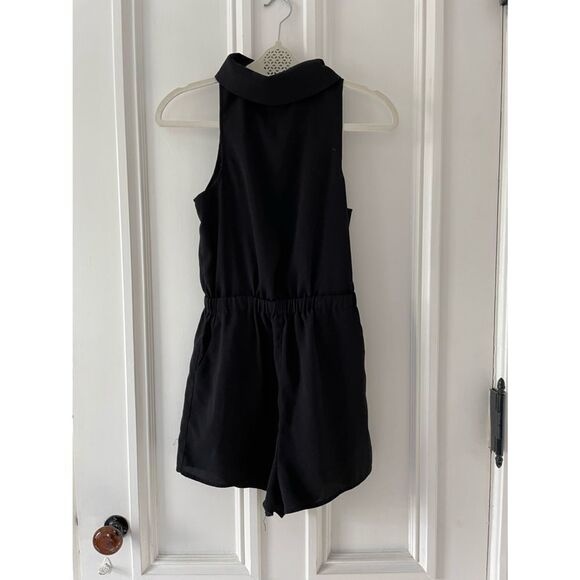 luvalot Pants - Luvalot size 4 black polyester romper with open back and collar